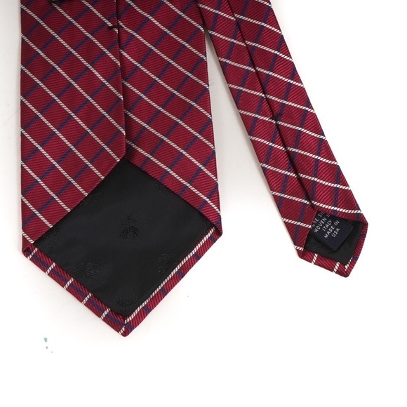 Apple‎ Red Brooks Brothers Makers White and Blue Diagonal Stripe Silk Tie​ - Picture 3 of 4